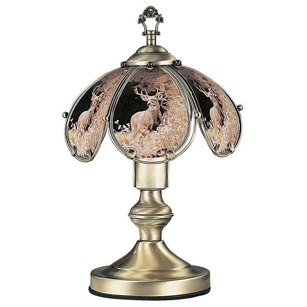 ORE International 14.25 in. Deer Antique Brass Touch Lamp