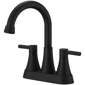 4 in. Centerset 2-Handle High-Arc Bathroom Faucet in Matte Black