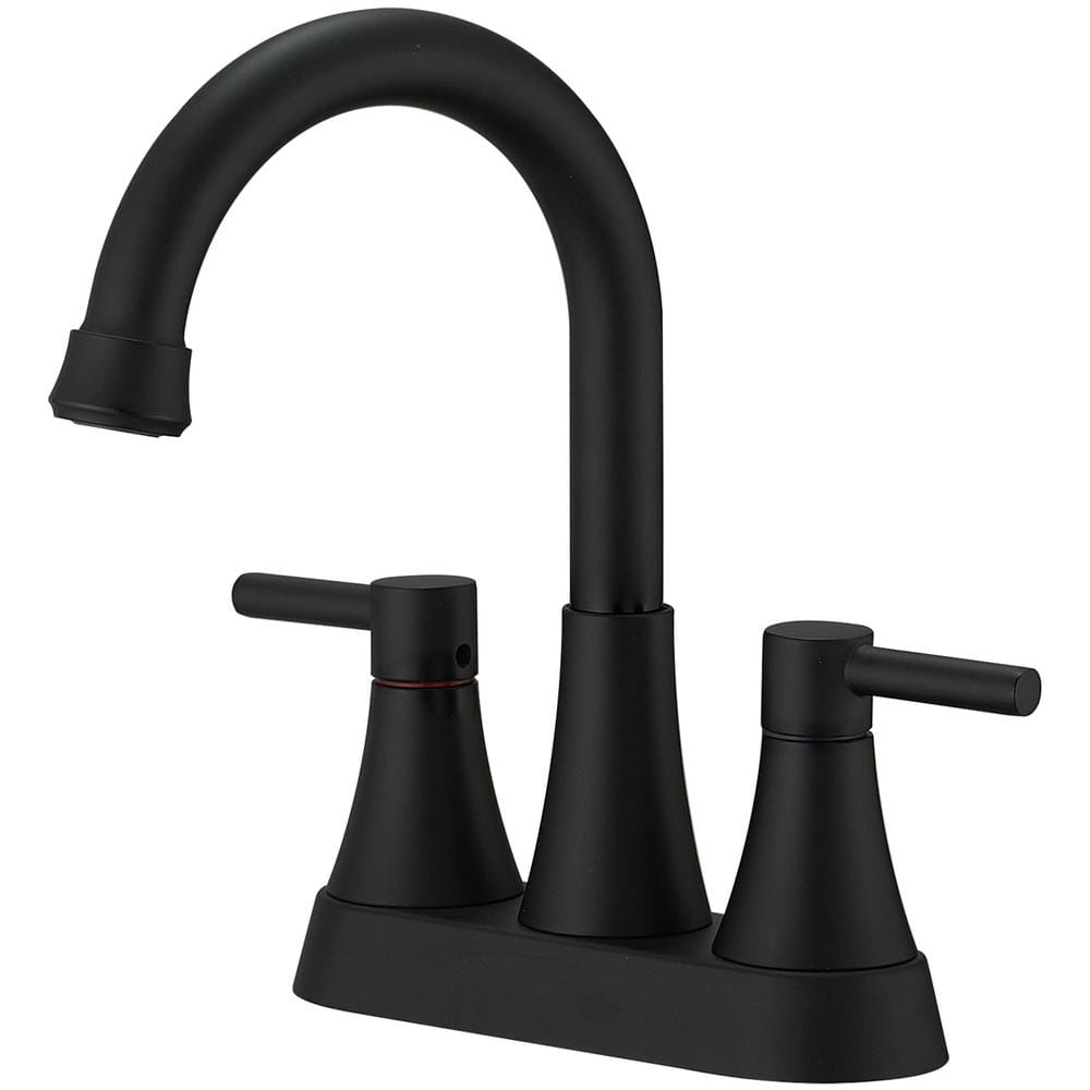 Easy Install 4 in. Centerset Double Handle Spot Resistant Bathroom Faucet with Drain Kit in Matte Black price history on PriceWatchPro