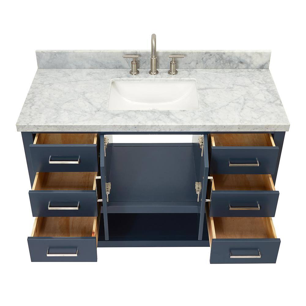 Magnolia Midnight Blue 49" Single Bathroom Vanity with Marble Top