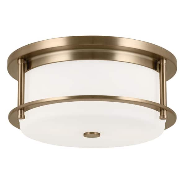 Brit 12 in. 2-Light Champagne Bronze Industrial Hallway Flush Mount Ceiling Light