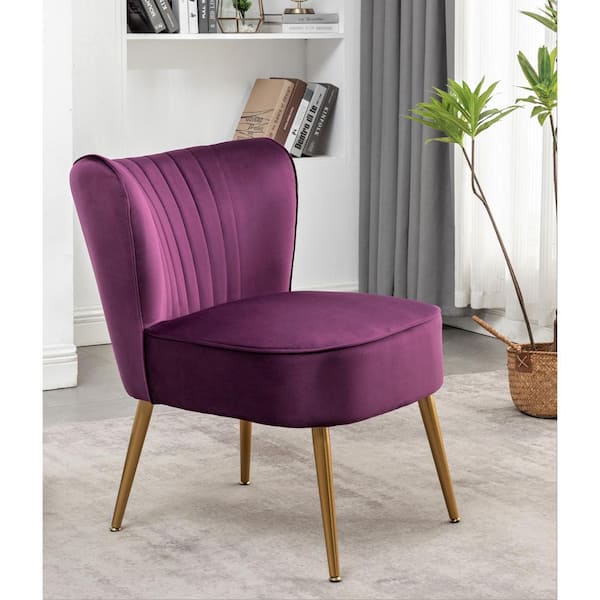 US Pride Furniture Sauter 23.2 in. Wide Mid-Century Modern Purple Microfiber Accent Chair (Set of 1)