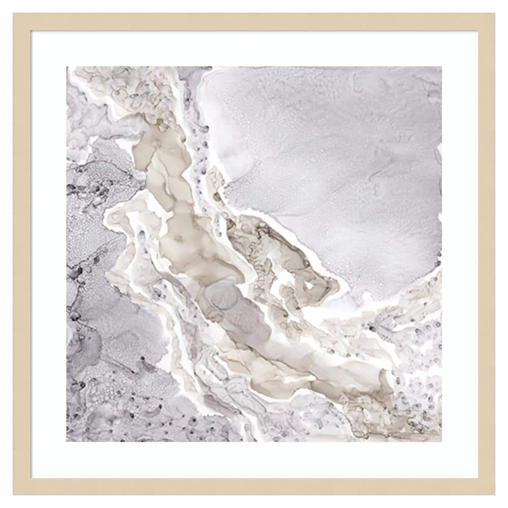 Tara Reed 25" Beige and Gray Abstract Graphic Art Print with Natural Wood Frame
