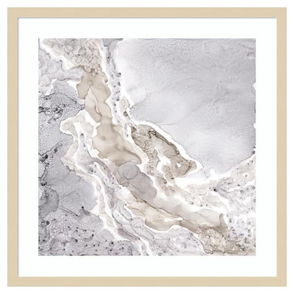 Amanti Art Beige and Grey Mineral Abstract by Tara Reed 25 in. W x 25 in. H. Wood Framed Wall Art Print Framed in Brown