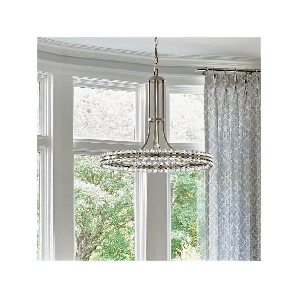 Elegant Brushed Nickel & Crystal 8-Light Chandelier