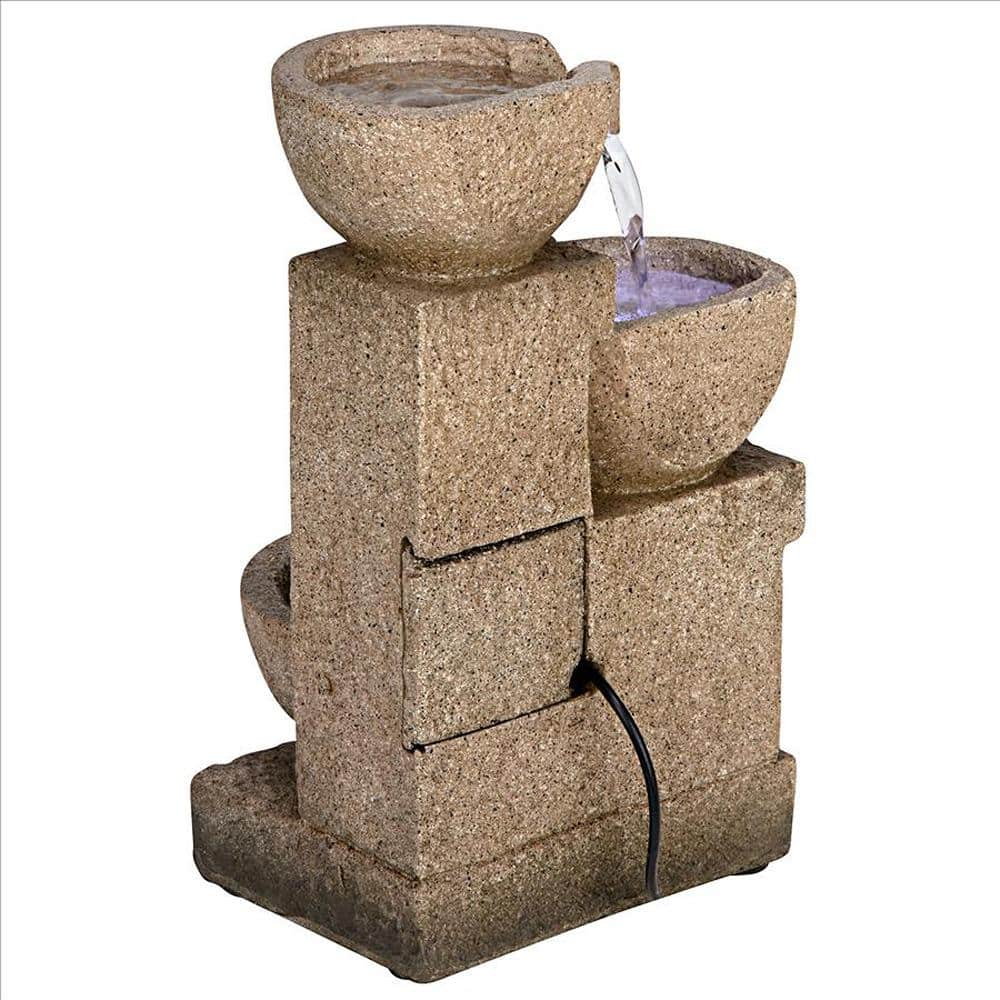 Villa Fortino Cascading Brown Resin Garden Fountain with LED Lights