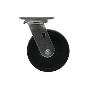 6 in. Black Polypropylene and Steel Swivel Plate Caster with 550 lb. Load Rating