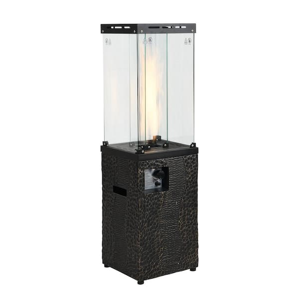 DESwan 41,000 BTU Magnesium Oxide Black Gold Gas Patio Heater with Glass Wind Guard (Included Tipover Restraint Device)