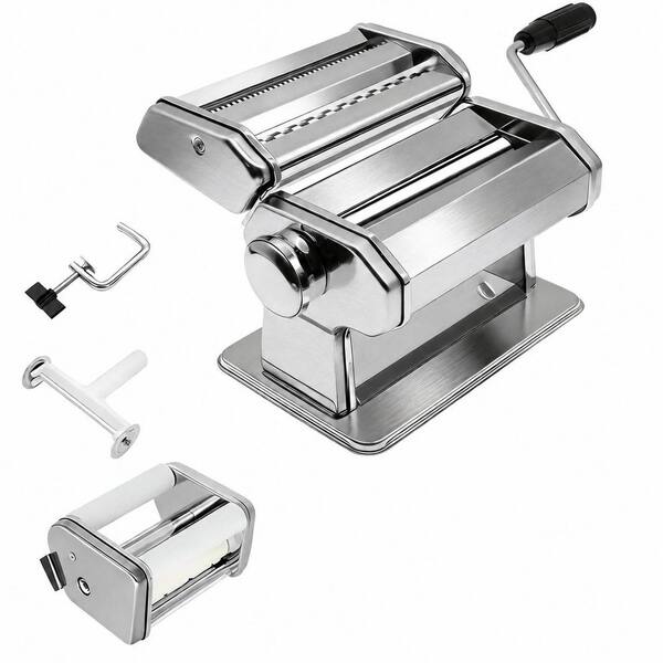 Manual Pasta Maker Machine with 9 Adjustable Thickness Settings, Pasta Cutter, Ravioli Attachment and Drying Rack