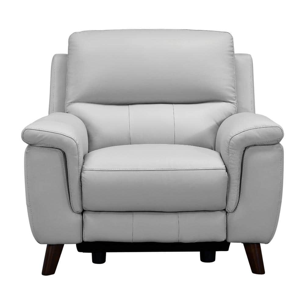 Dove Gray Contemporary Leather Power Recliner with USB, 40"