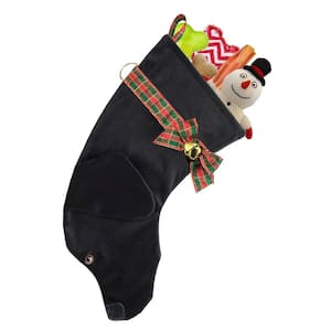 22 in. Black Labrador Dog Faux Fur Christmas Stocking