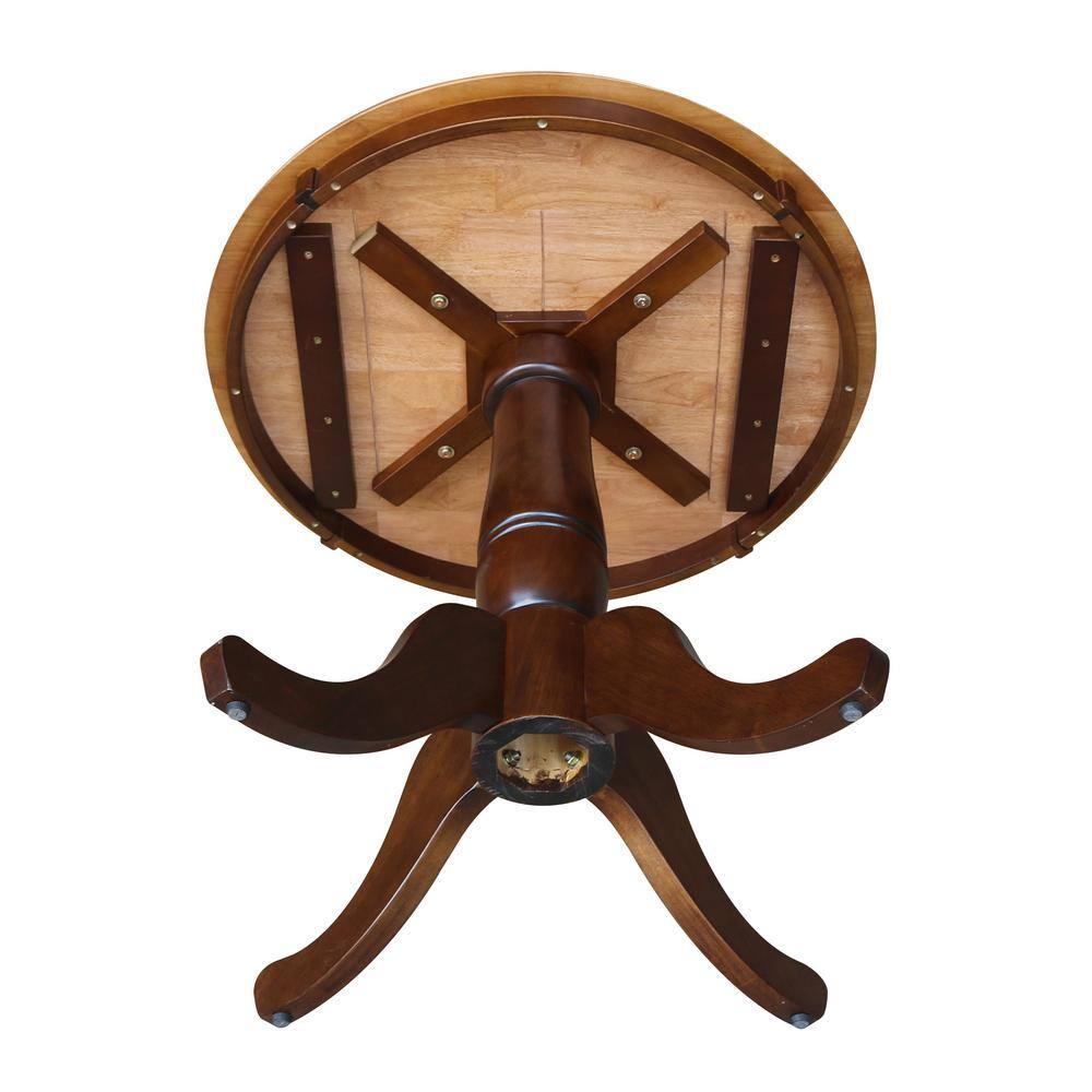 Cinnamon Espresso 30" Round Wood Farmhouse Dining Table