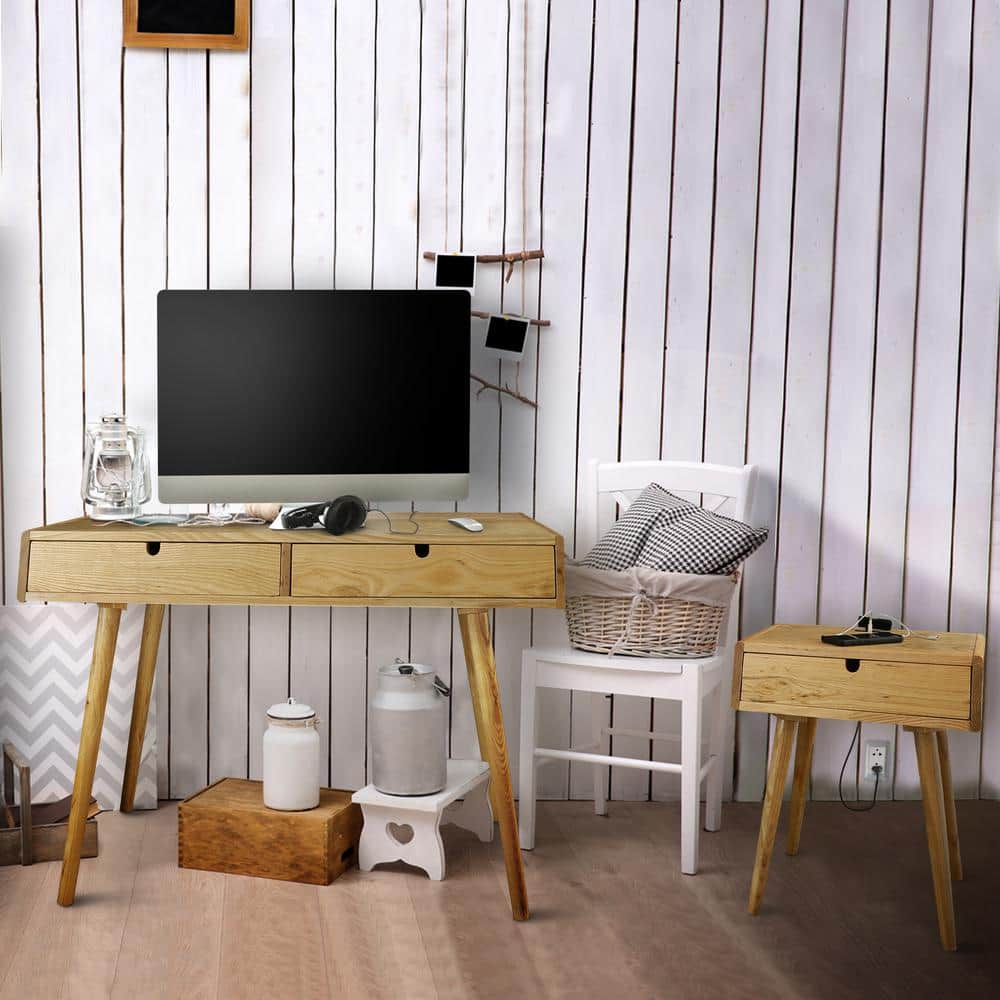 Oakwood Liberty Desk with Sliding Drawers & Built-in USB Ports