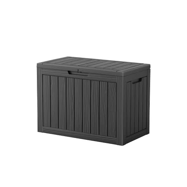 45 Gal. Black Resin Outdoor Waterproof Storage Housing Deck Box with Lockable Lid and Side Handles for Patio Furniture