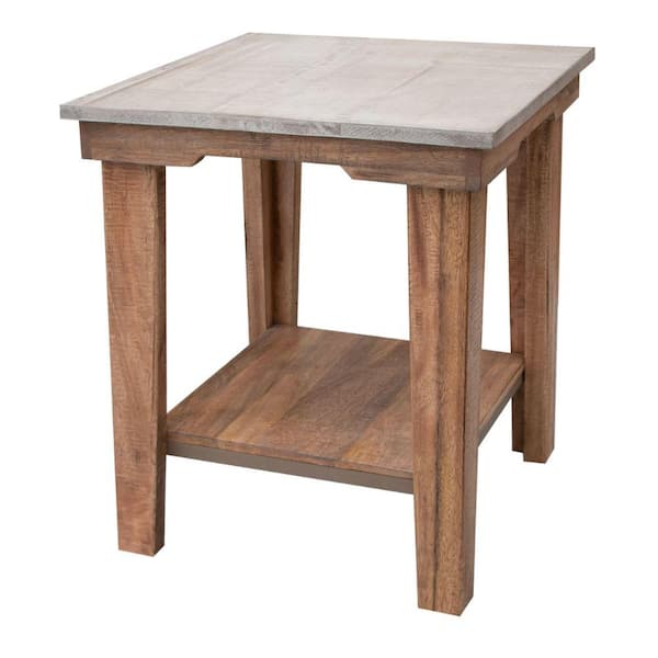 Benjara 23 in. Brown Square Wood End Table with Open Shelf