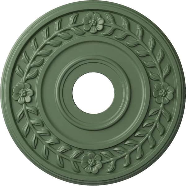 Ekena Millwork 1" x 16-1/4" x 16-1/4" Polyurethane Wreath Ceiling, Hand-Painted Athenian Green