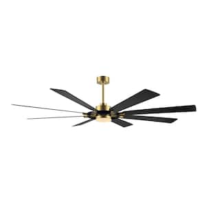 60 in. 8 Blades LED Indoor Gold and Black Ceiling Fan with Remote