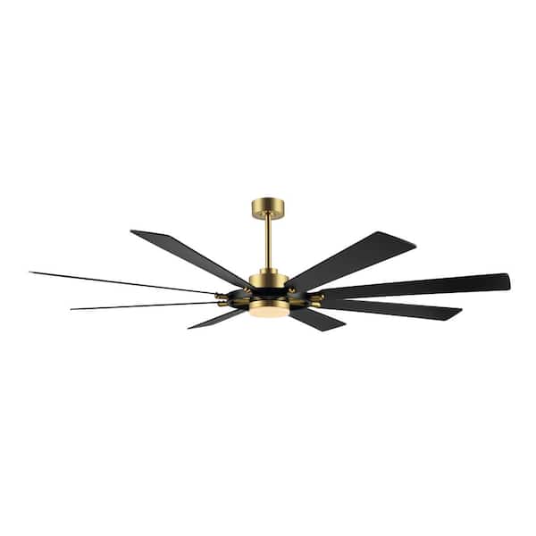 WINGBO 60 in. 8 Blades LED Indoor Gold and Black Ceiling Fan with Remote