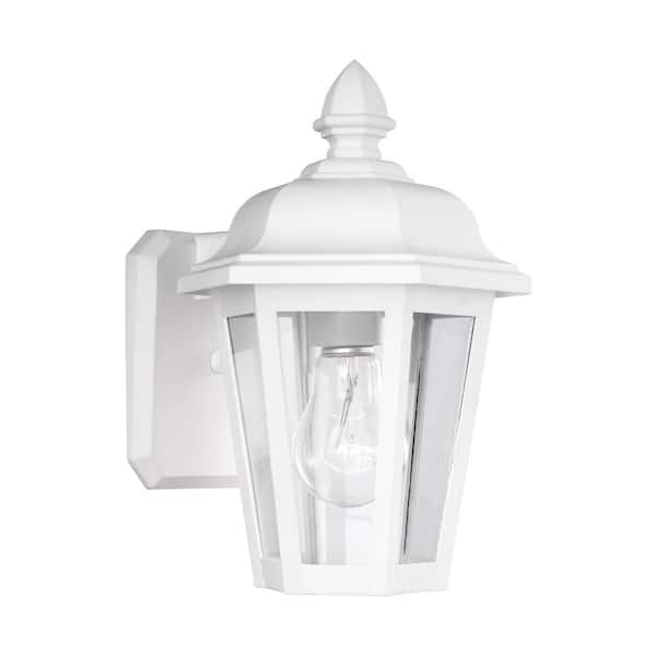 Generation Lighting Brentwood 1-Light White Outdoor Wall Lantern Sconce