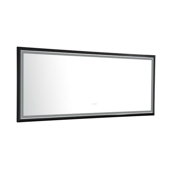 Unbranded 88 in. W x 38 in. H Rectangular Black Framed LED Mirror Anti-Fog Dimmable Wall Mount Bathroom Vanity Mirror