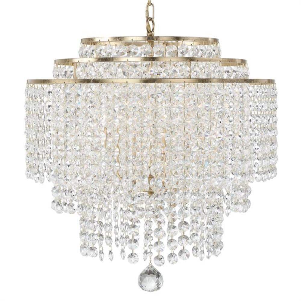 Gabrielle Antique Gold 6-Light Crystal Chandelier