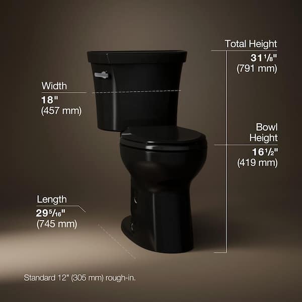 カリンシア　G280 　黒　サイズ　L KOHLER Highline Two-Piece 1.6 GPF Flapper/Piston Elongated Toilet