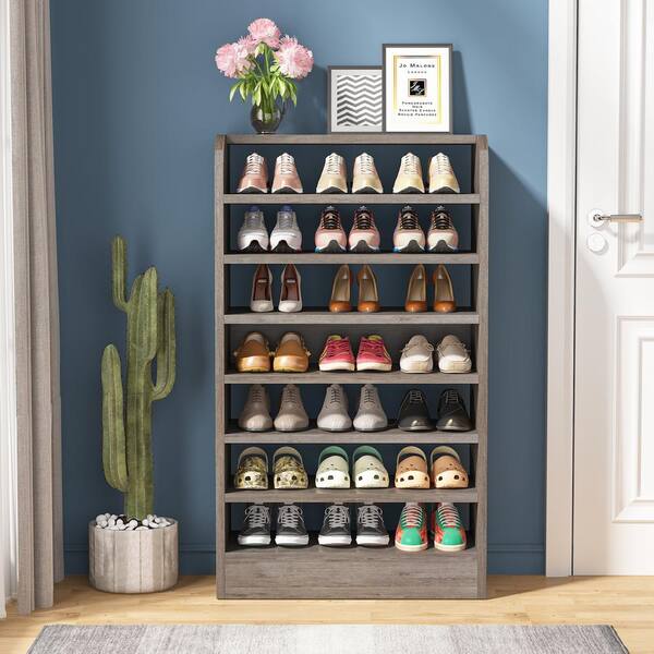 Tribesigns 7-Tier Shoe Rack for Entryway Wood Shoe Storage