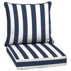 24 in. x 22.5 in. Sapphire Cabana Stripe 2-Piece Deep Seating Outdoor Lounge Chair Cushion