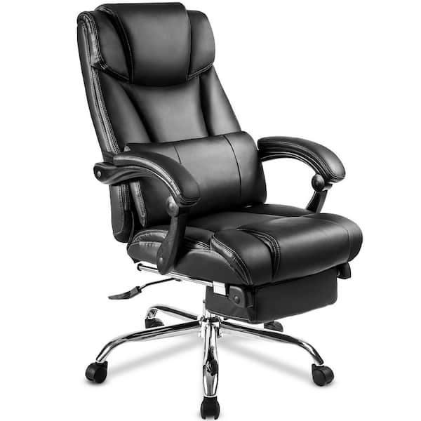 Boyel Living Black Office Chair High quality PU leather/Double Padded/Support Cushion and Footrest