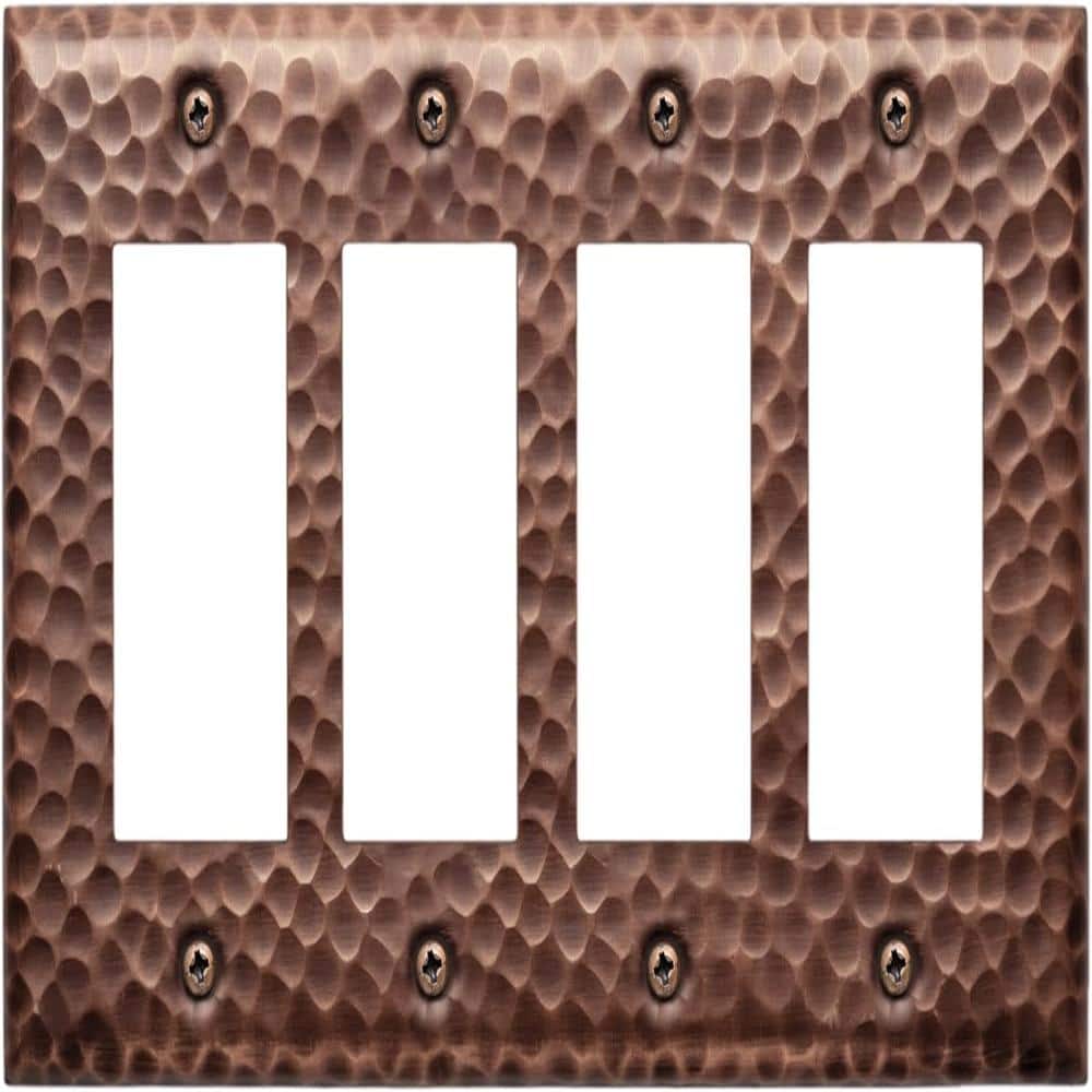 Hand Hammered 4-Gang Antique Copper Finish Quad Rocker / Decorator Metal Wall Plate price history on PriceWatchPro
