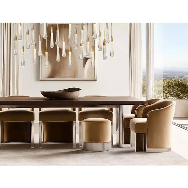Modern Chandelier 50 in. 25-Light Raindrop Linear Gold Chandelier for Dining Room, Living Room, Crystal Chandelier