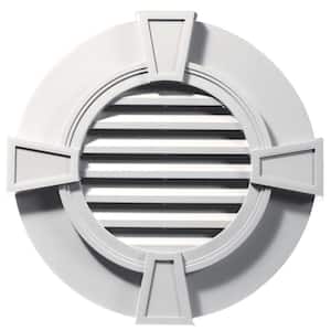 30 in. x 30 in. Round White Plastic UV Resistant Gable Louver Vent