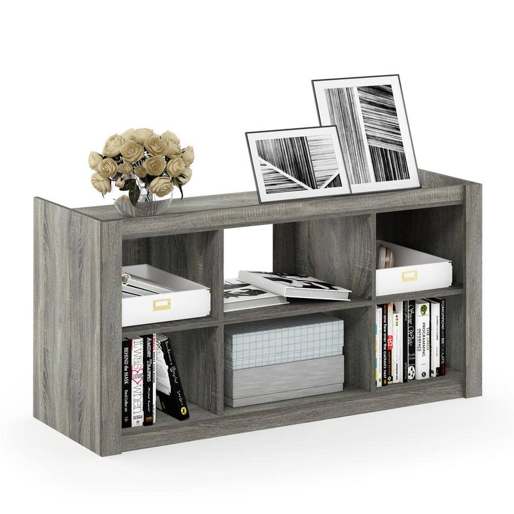 French Oak Gray Multipurpose TV Stand with Bookshelves