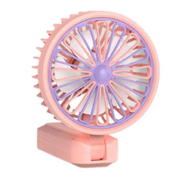 Adrinfly Portable Foldable 800 mAh USB Rechargeable 3 in. 2 Fan Speeds Desk Fan in Pink with Long-lasting Battery and Strong Wind