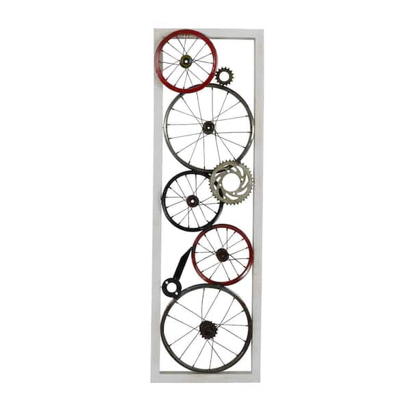 Litton Lane White Teak and Metal Rustic Wall Decor 49 in. x 15 in.