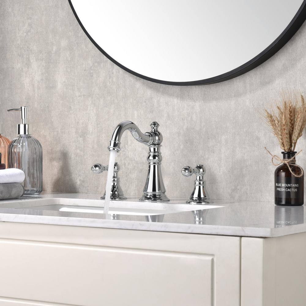 Polished Chrome Traditional Widespread Bathroom Faucet
