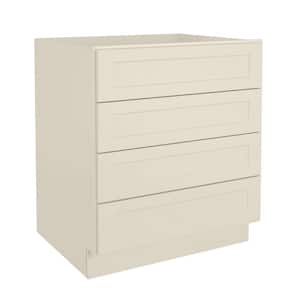 30 in. W x 24 in. D x 34.5 in. H in Antique White Plywood Ready to Assemble Drawer Base Kitchen Cabinet with 4-Drawers