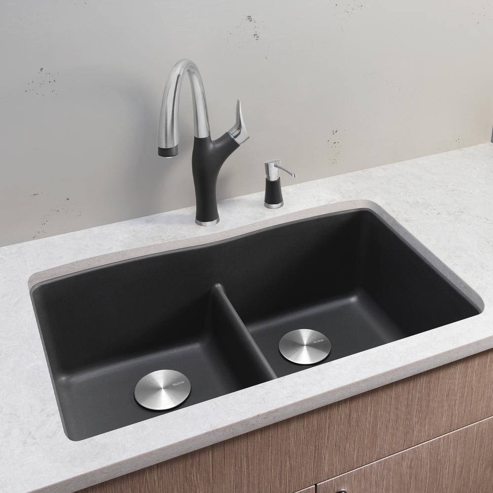 Cinder Stone Double Bowl Undermount Kitchen Sink