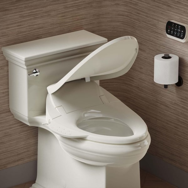 Purewash E750 Electric Bidet Seat for Elongated Toilets with Touchscreen Remote Control in Biscuit