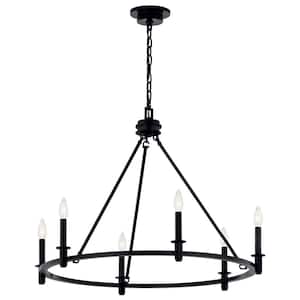 Carrick 32.25 in. 6-Light Black Traditional Candle Circle Chandelier for Dining Room