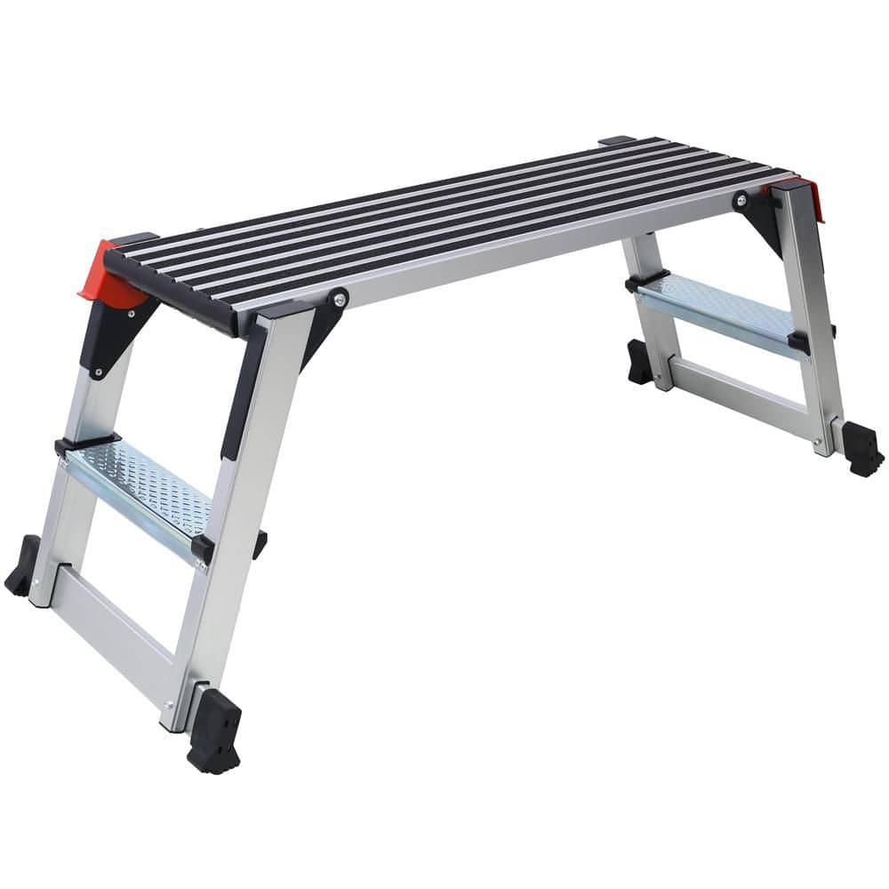 Aluminum Platform Non-Slip Folding Work Bench Drywall Stool Ladder 330 lbs.