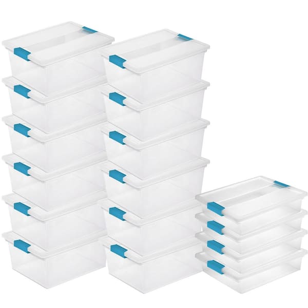 Sterilite Deep Clip Box Clear Storage Tote (12 Pack) and Large Clip Box (4 Pack)