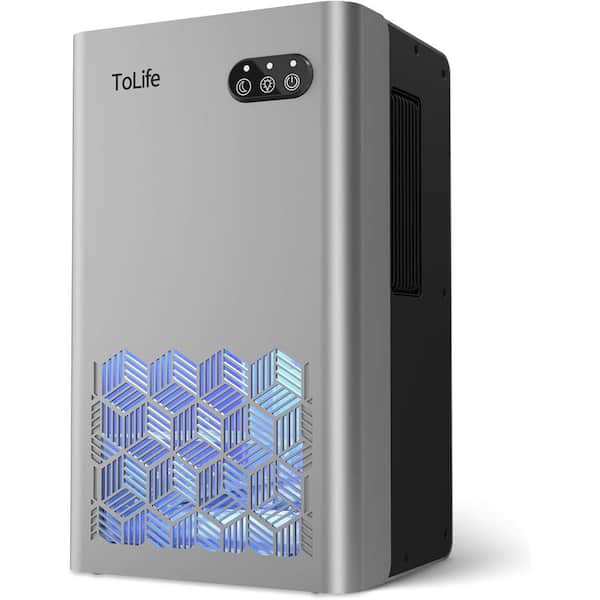 Adrinfly 6 Pints 950 Sq. Ft. Small Dehumidifiers for Basement, Home, Bathroom with Auto Shut Off, 7 Colors LED Light in Silver