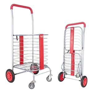 Cruiser Cart 360° Foldable Shopping Utility Basket on Wheels, Red