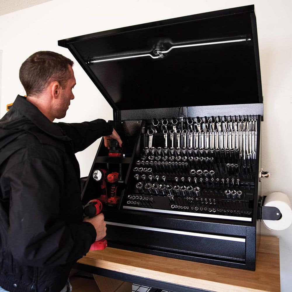 Black Powder Coated Steel Lockable Triangle Tool Storage Box