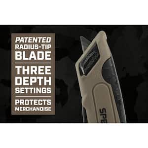 Safety Knife Box Cutter with Self-Retracting Blade, Includes Holster & Lanyard