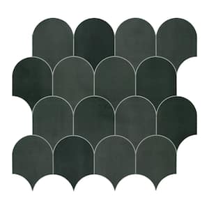 Fish Scales Green 11.4 in. x 10.9 in. Peel and Stick Backsplash Handmade Looks Stone Composite Tile (8.62 sq. ft./Case)