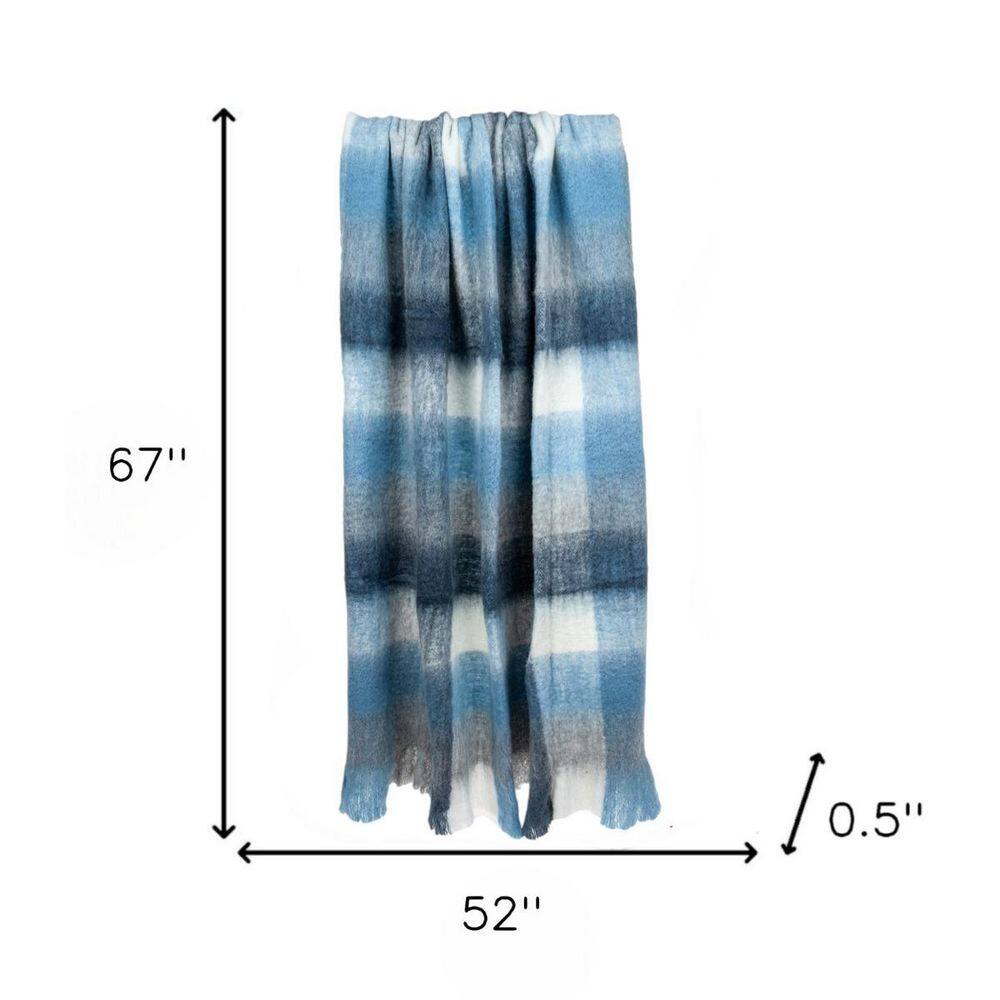 Cabino Lodge Blue and Gray Wool Blend Throw Blanket