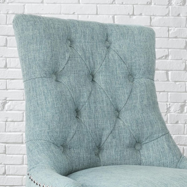Bakerford Aloe Blue Upholstered Bar Stool with Back (Set of 2)