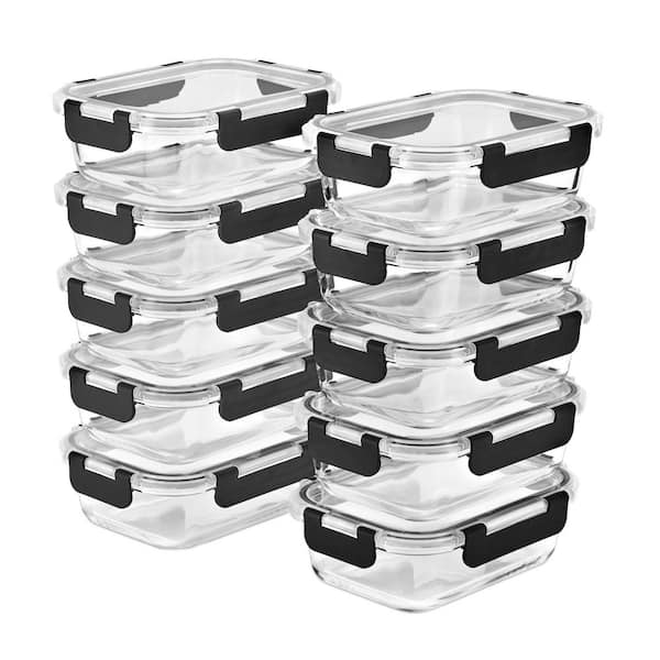 Glass Meal Prep Containers with Airtight Lids-10-Pack Dishwasher, Oven and Freezer Safe Food Storage Containers